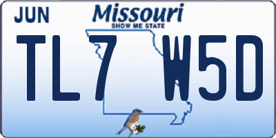 MO license plate TL7W5D
