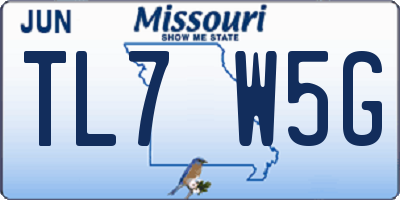 MO license plate TL7W5G
