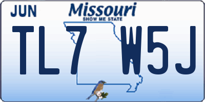 MO license plate TL7W5J