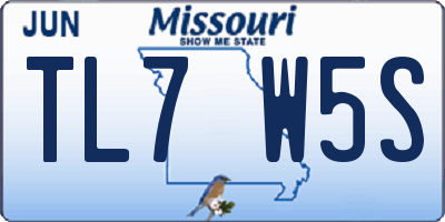 MO license plate TL7W5S