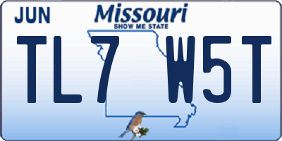 MO license plate TL7W5T