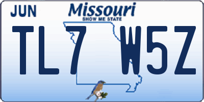 MO license plate TL7W5Z