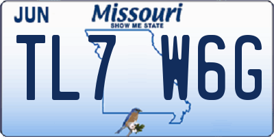 MO license plate TL7W6G