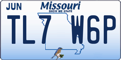 MO license plate TL7W6P
