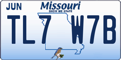 MO license plate TL7W7B