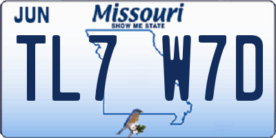MO license plate TL7W7D