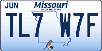 MO license plate TL7W7F