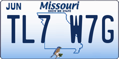 MO license plate TL7W7G