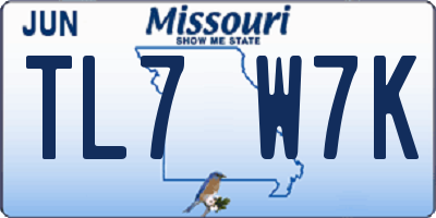 MO license plate TL7W7K