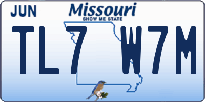 MO license plate TL7W7M
