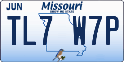 MO license plate TL7W7P