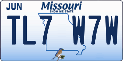 MO license plate TL7W7W