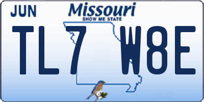 MO license plate TL7W8E