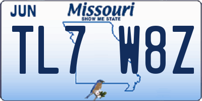 MO license plate TL7W8Z