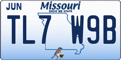 MO license plate TL7W9B