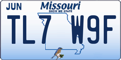 MO license plate TL7W9F