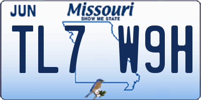 MO license plate TL7W9H