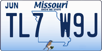 MO license plate TL7W9J