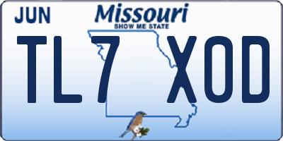 MO license plate TL7X0D
