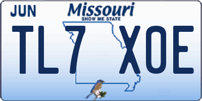 MO license plate TL7X0E