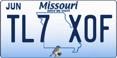 MO license plate TL7X0F