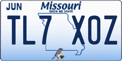 MO license plate TL7X0Z