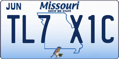 MO license plate TL7X1C