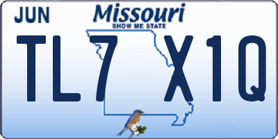 MO license plate TL7X1Q