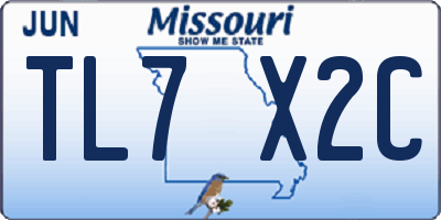 MO license plate TL7X2C