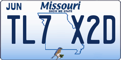 MO license plate TL7X2D