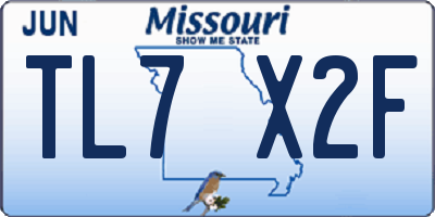 MO license plate TL7X2F