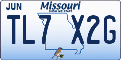 MO license plate TL7X2G