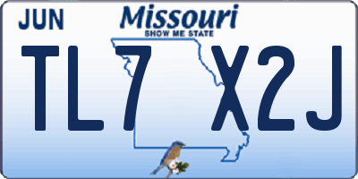 MO license plate TL7X2J