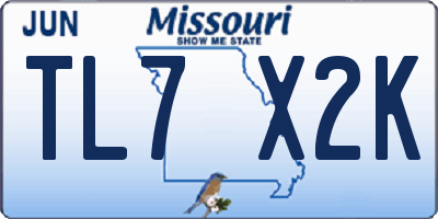MO license plate TL7X2K