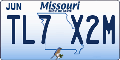 MO license plate TL7X2M
