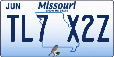 MO license plate TL7X2Z