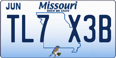 MO license plate TL7X3B