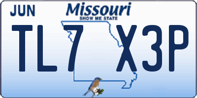 MO license plate TL7X3P