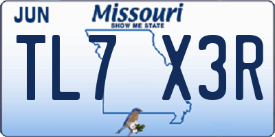 MO license plate TL7X3R