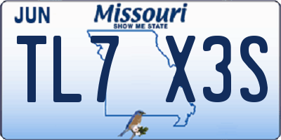 MO license plate TL7X3S
