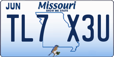 MO license plate TL7X3U