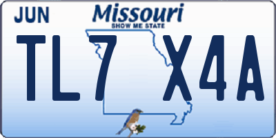 MO license plate TL7X4A