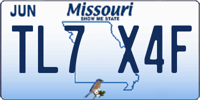 MO license plate TL7X4F