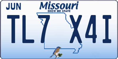 MO license plate TL7X4I