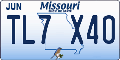 MO license plate TL7X4O
