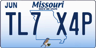 MO license plate TL7X4P