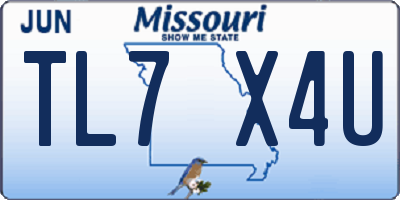 MO license plate TL7X4U