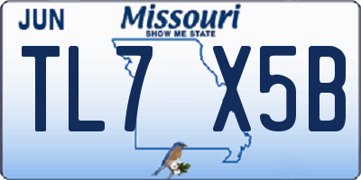 MO license plate TL7X5B