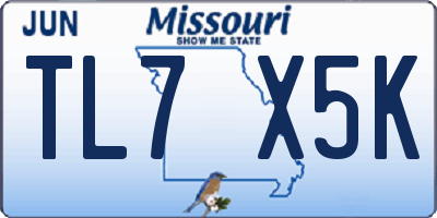 MO license plate TL7X5K