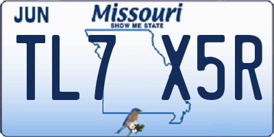 MO license plate TL7X5R
